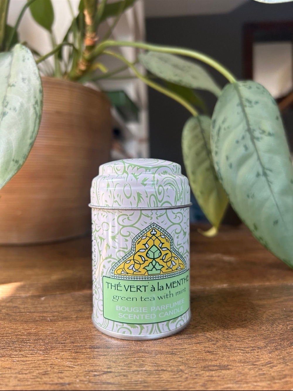 L'OCCITANE Small Green & White Thé Vert Decorative Tin - Picture 2 of 6